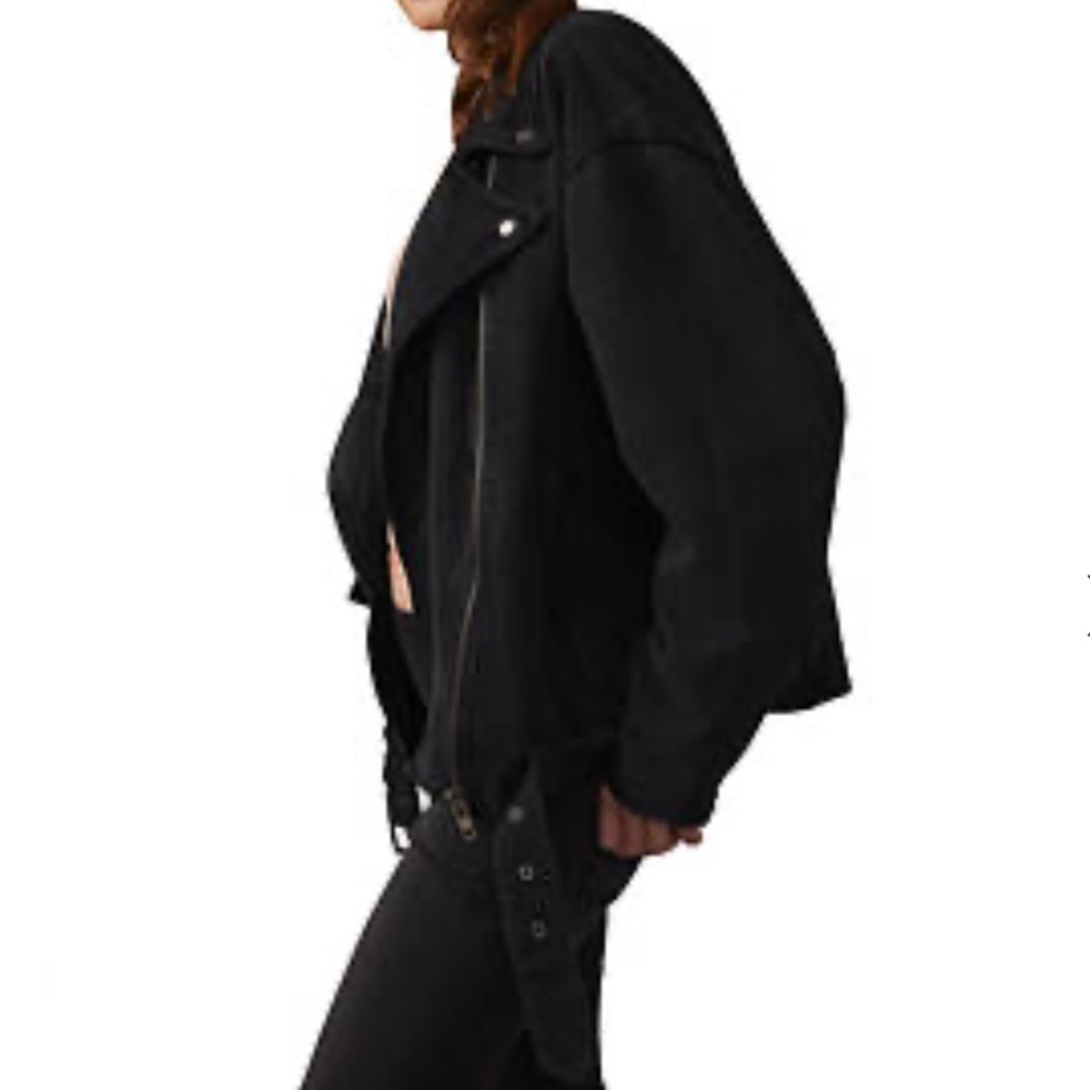 Free People Black Oversized Moto Jacket - Picture 3 of 6